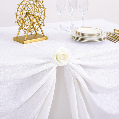B-COOL Sequin Tablecloth White Wedding Table Decoration 90x90 Inch Sequin