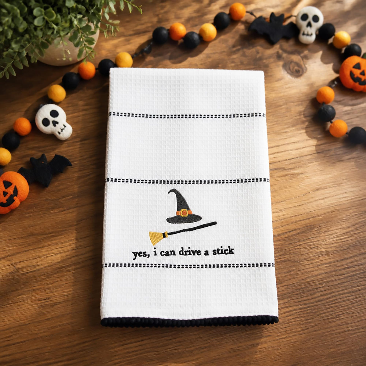 Mud Pie Halloween Towel, Drive Stick, 16 1/2" x 26"