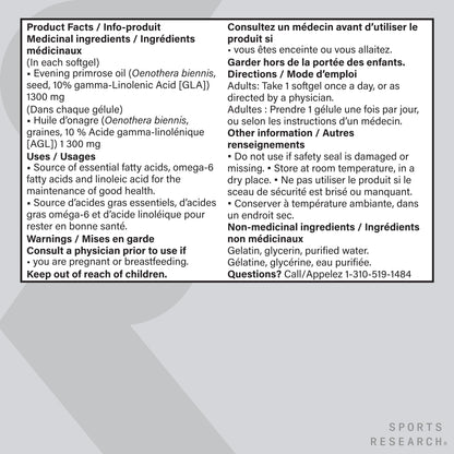 Sports Research® Evening Primrose Oil with GLA - Cold Pressed Primrose Oil supporting Women's Health - Hexane Free · Non-GMO · Gluten Free - 120 Count Softgels 🍁 All In One Marketplace Canada