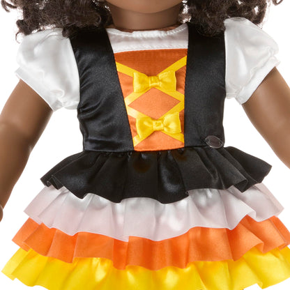 American Girl Trick-or-Treat Candy Halloween Costume for 18 inch Doll Clothes with Polka-dot Leggings, 4 pcs, Ages 6+