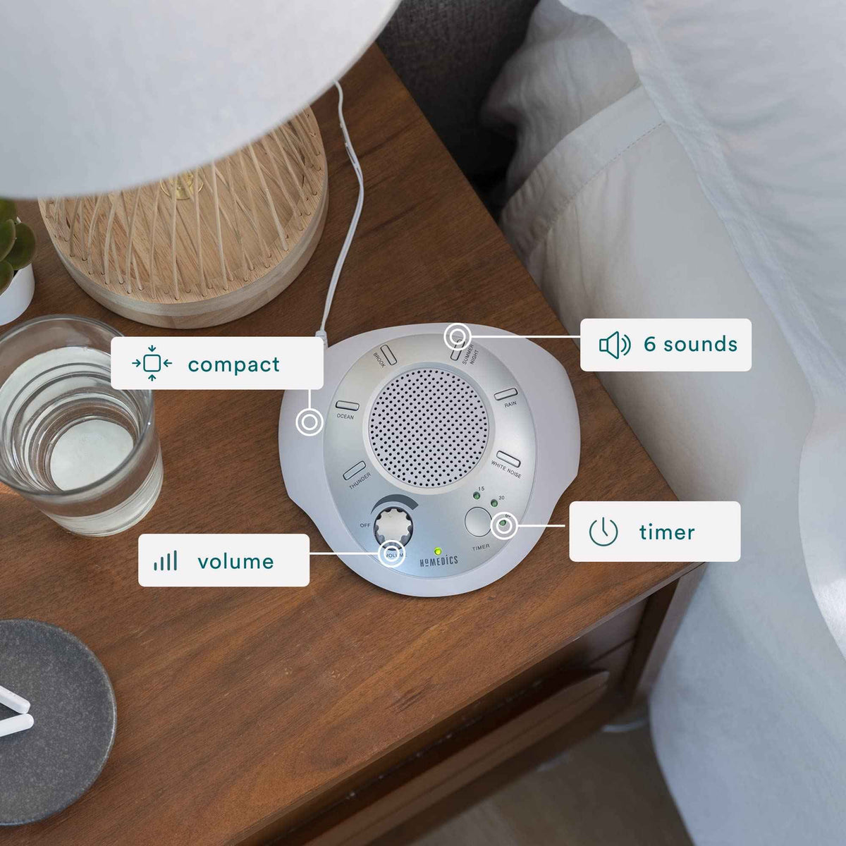 Homedics White Noise Sound Machine, Ambient Sleep Aid, Travel Friendly, 6 Relaxing Nature Sounds, Portable Soothing Relaxation Device for Home, Office, Nursery, Baby, Adults, with Timer 🍁 All In One Marketplace Canada