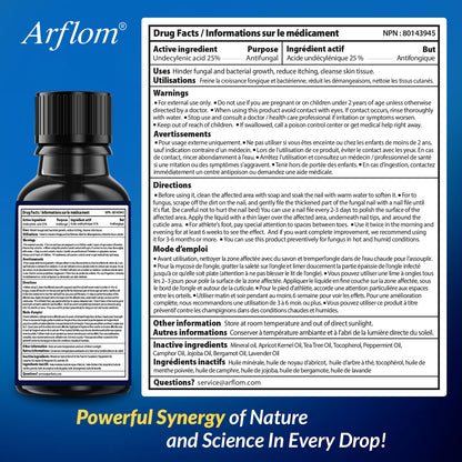 Arflom Toenail Fungus Treatment : 25% Undecylenic Fungal Nail Treatment Extra Strength - Toe and Fingernail with Tea Tree Oil (2pcs, 15ml each) 🍁 All In One Marketplace Canada