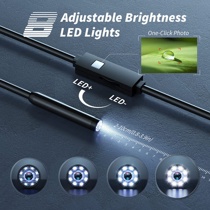 Kinpthy Endoscope Camera with Light,1920P HD Borescope Tools with 8 Adjustable LED Lights, Endoscope with Semi-Rigid Snake Camera, Inspection Borescope for iOS and Android-16.4ft Single Lens 🍁 All In One Marketplace Canada