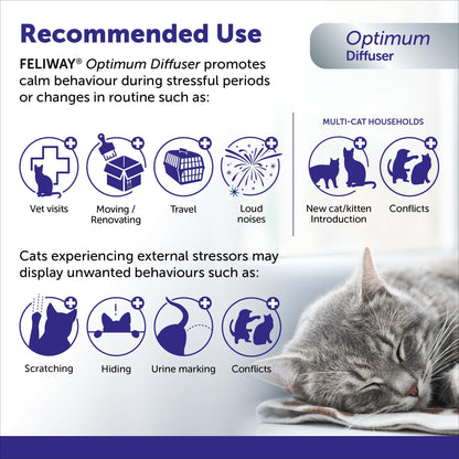 FELIWAY Optimum Diffuser Refill, Promotes Calmness AND Harmony in Cats & Kittens, VHP Registered NN.P5V2, includes 1 Refill, Lasts 30 Days, Cat Calming Pheromones, 48ml 🍁 All In One Marketplace Canada