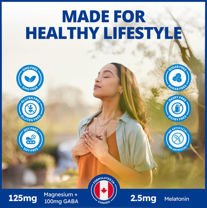 CanPrev Magnesium Bisglycinate Chelated + GABA & Melatonin, 120 Veg Caps, 120-Day Supply, Supports Restful Night, Muscle Function, Promote Relaxation & Balanced Sleep-Wake Cycle, Vegan, No GMO, Gluten 🍁 All In One Marketplace Canada