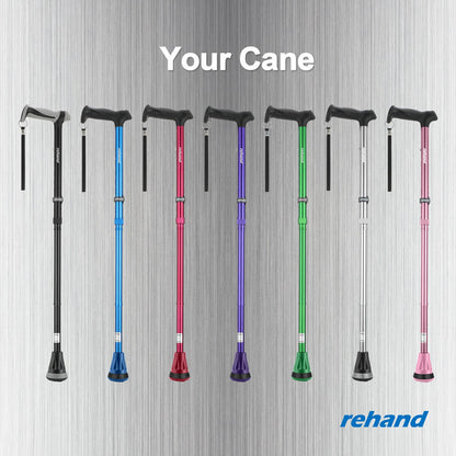 REHAND Walking Cane - Foldable, Adjustable, Collapsible Walking Canes for Men & Women, Heavy Duty All Terrain Tip, with Travel Bag | Walking Sticks for Seniors & Adults (Natural Black) 🍁 All In One Marketplace Canada