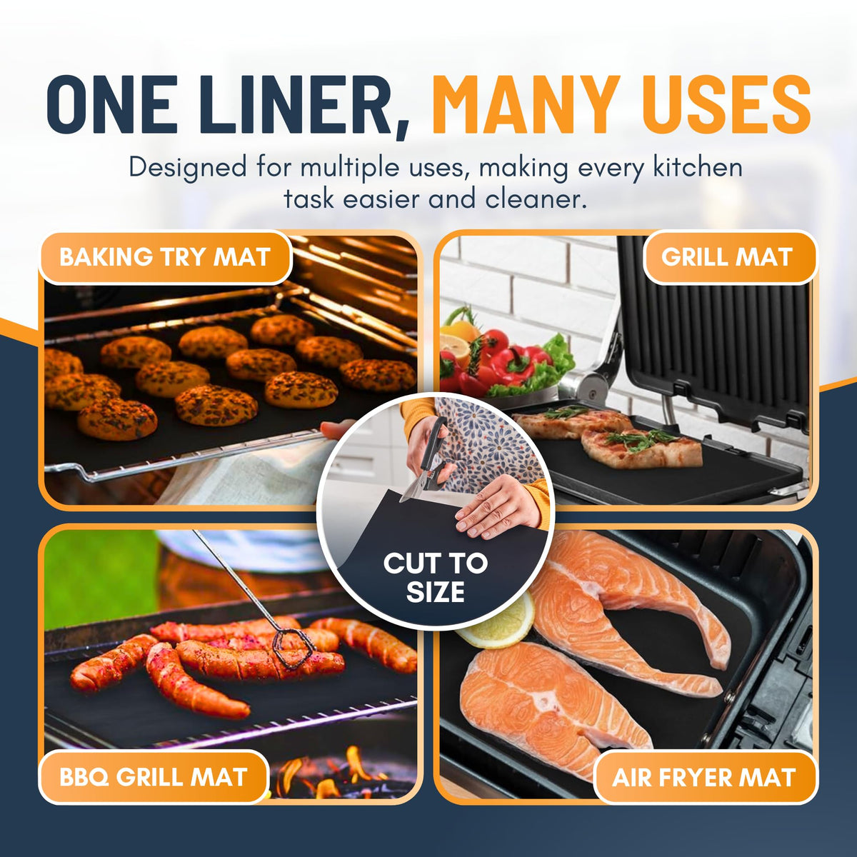 Oven Liners for Bottom of Oven - 3 Pack Large Heavy Duty Mats, 16.25”x23” Non-Stick Reusable Liner for Electric, Gas, Toasters, Grills - BPA & PFOA Free Kitchen Accessory to Keep It Clean (Black) 🍁 All In One Marketplace Canada