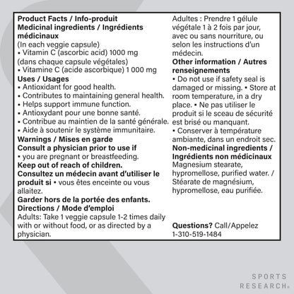 Sports Research® Vitamin C 1000mg - Non-GMO Project Verified Ascorbic Acid Vitamin C Supplement for Immune Support & Antioxidant Protection | Vegan Friendly, 8 Month Supply (240 Count) 🍁 All In One Marketplace Canada