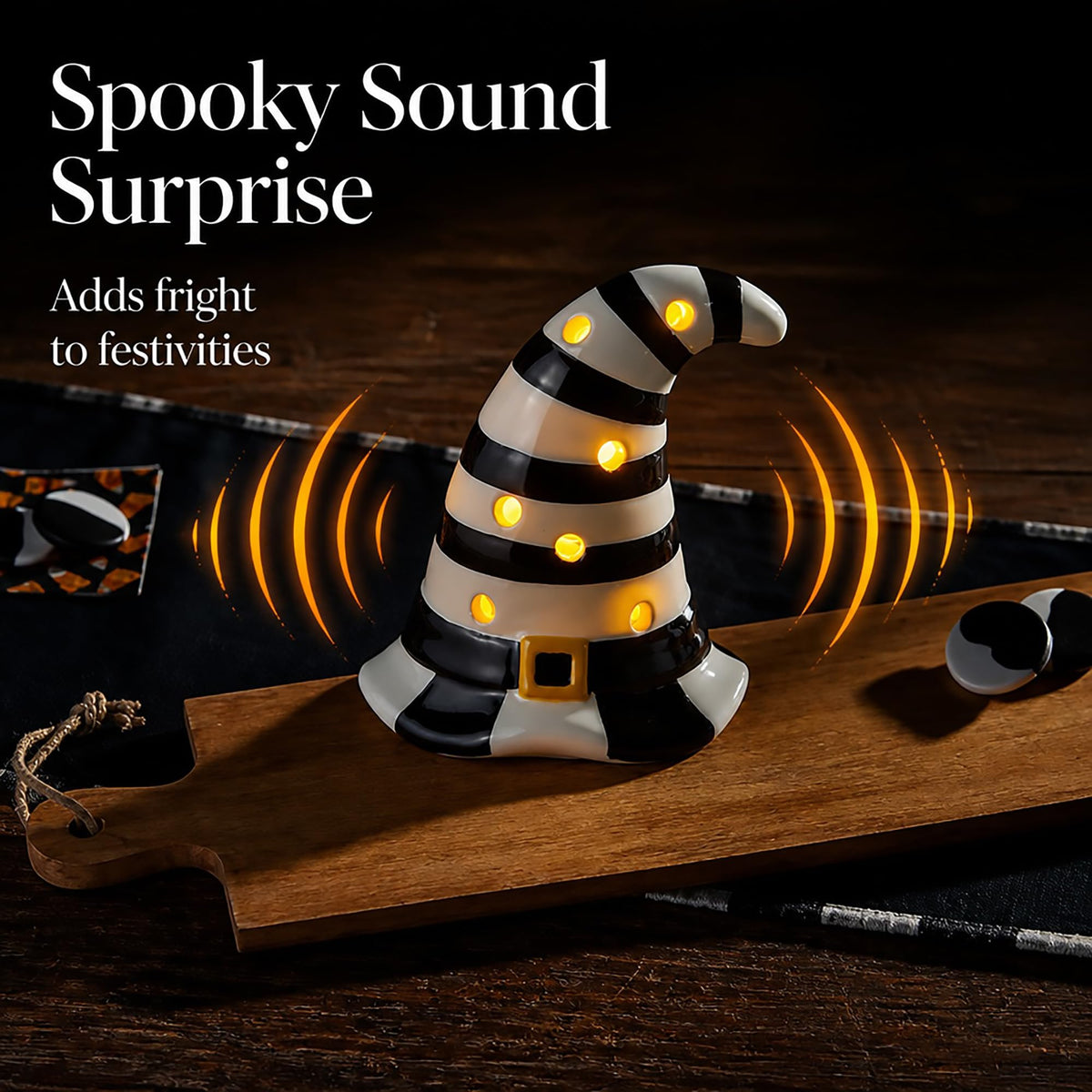 Mud Pie Halloween LED Light Up Sitter, Witch Hat
