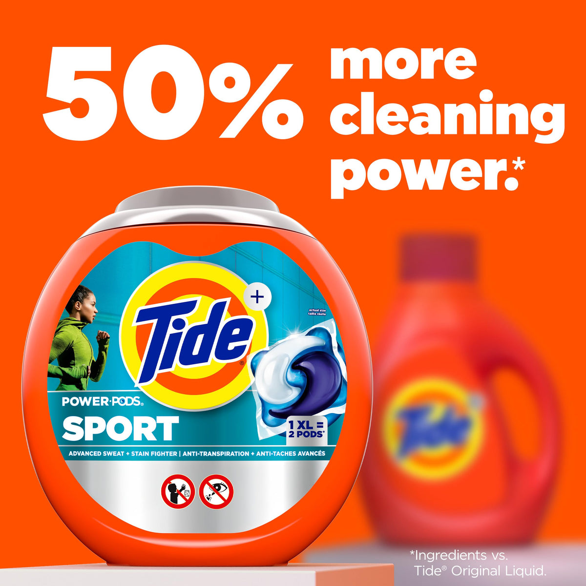 Tide Power Pods Sport Laundry Detergent Pacs, Advanced Sweat + Stain Fighter, 63 Count 🍁 All In One Marketplace Canada