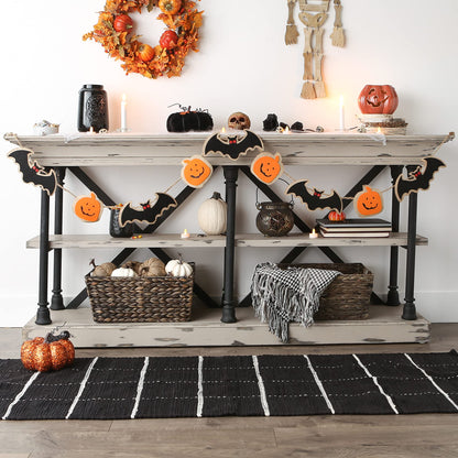 DII Fall Home & Party Décor Spooky Halloween Decorations Indoor & Front Porch, Garland, 72-Inch Length, Bat & Pumpkin