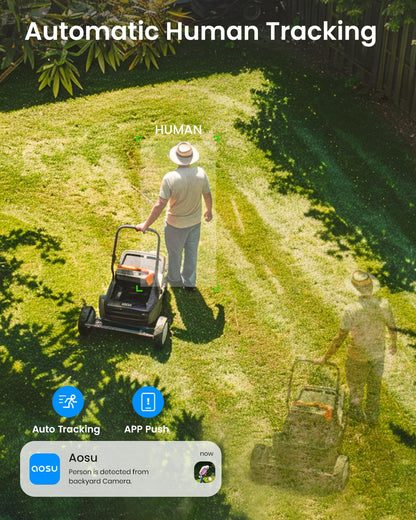 AOSU Solar Security Camera Wireless Outdoor with Panoramic PTZ, Human Auto Tracking, 2K Night Vision, Light and Sound Alarm, 2-Way Talk, Compatible with Alexa/Google Assistant for Home Surveillance 🍁 All In One Marketplace Canada