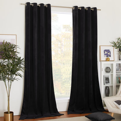 NICETOWN Black Velvet Curtains 84 Inches 2 Panels, 52 W, Grommet