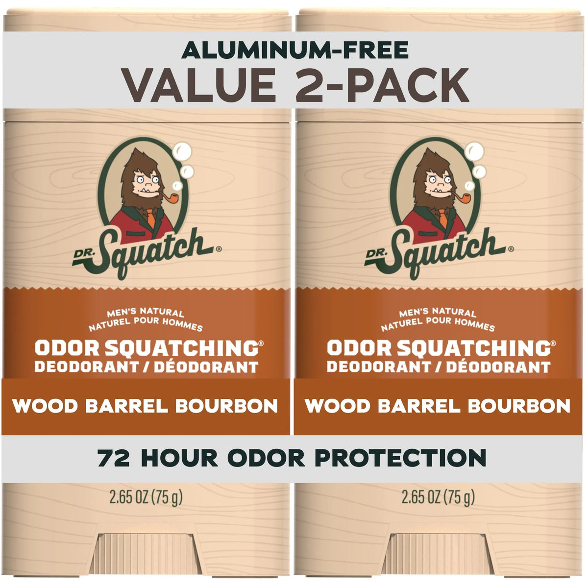 Dr. Squatch Natural Men’s Deodorant – Aluminium Free Natural Deodorant For Men with Charcoal & Postbiotics for 72-Hour Odor Protection – Wood Barrel Bourbon, 2.65oz Stick (2-pack) 🍁 All In One Marketplace Canada