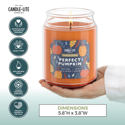 Candle-lite Halloween Scented Candles, Perfect Pumpkin, 18 oz Jar, Proudly Poured in The USA, Aromatherapy Candle, Single-Wick with 110 Hours of Burn Time, Perfect for Creating an Inviting Ambiance