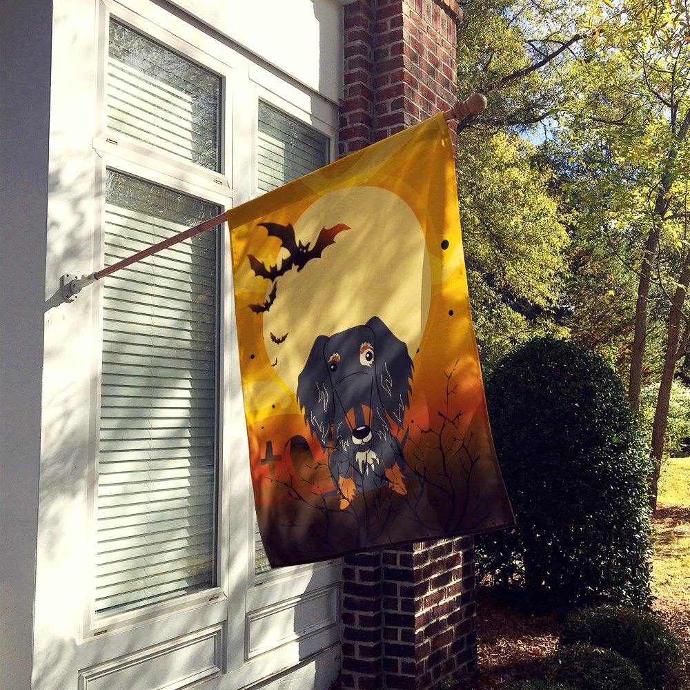 Caroline's Treasures BB4394CHF Halloween Wire Haired Dachshund Dapple Canvas House Flag, Large, Multicolor