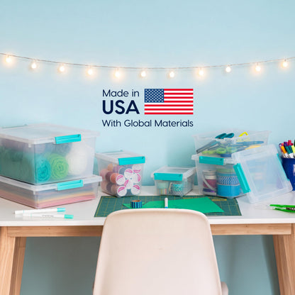 IRIS USA 11.4 L (12 US Qt) Large Deep Clip Box, 4 Pack, Clear Plastic Storage Container Bins with Latching Lids, Organizer for Home, Office and Classroom, Stackable Nestable, Seafoam Blue Buckles 🍁 All In One Marketplace Canada