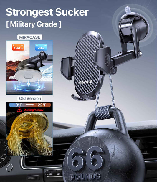 Miracase [2026 Upgraded Strong Military Grade Suction Cup] Car Phone Holder for Cars Dashboard Windscreen Air Vent Desk, 4 in 1 Mobile Phone Mount Automobile Cradle Stand for All Smartphones 🍁 All In One Marketplace Canada