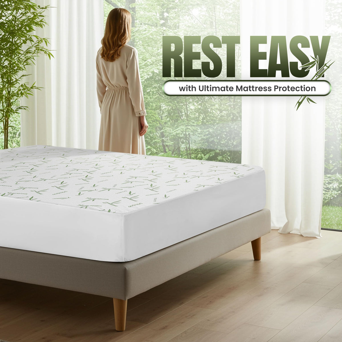 Utopia Bedding Waterproof Mattress Protector Twin Size, Bamboo Viscose Mattress Cover 200 GSM, Fits 15 Inches Deep, Breathable, Fitted Style with Stretchable Pockets 🍁 All In One Marketplace Canada