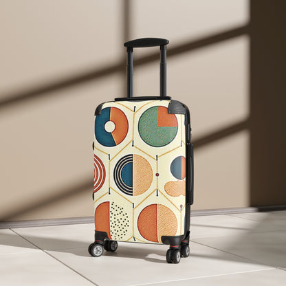 Geometrischer Mid-Century-Koffer – Retro-Handgepäck in bunten Farben