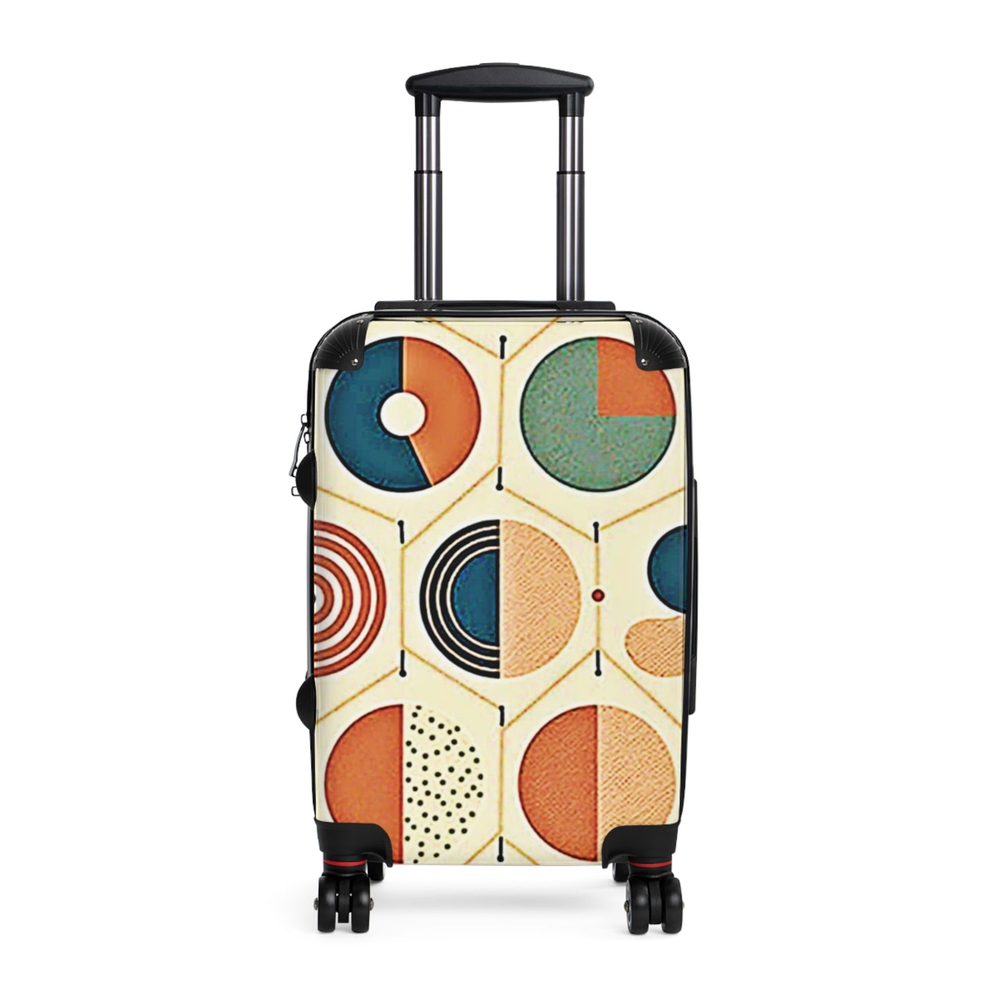 Geometrischer Mid-Century-Koffer – Retro-Handgepäck in bunten Farben