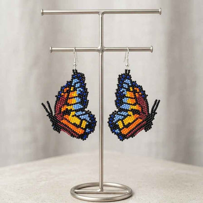 Blue  Beaded Butterfly Wing Earrings