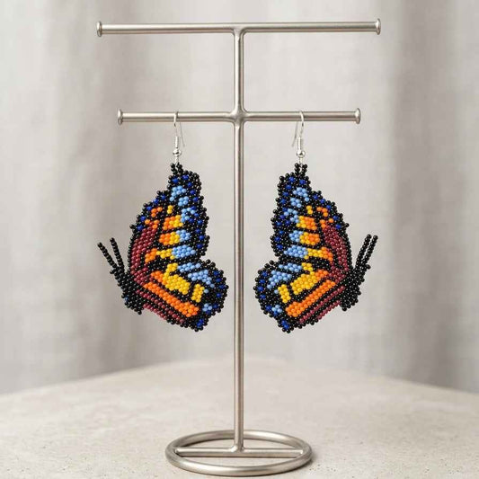 Blue  Beaded Butterfly Wing Earrings