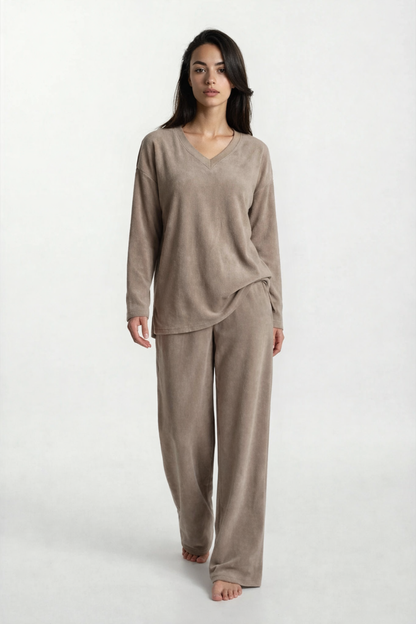 Terry & Co. - Relaxed French Terry Matching Lounge Set For Women 2PC In Latte