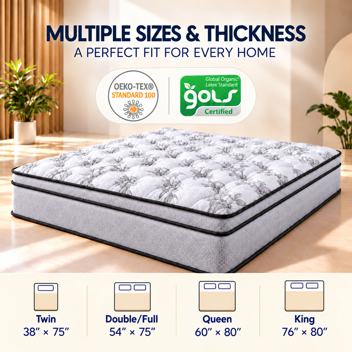 UltraFlex® DYNASTY 9 Inch Firm High Density Foam Mattress with Tight Top Comfort — Made in Canada