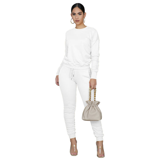 Women's Casual Lounge Set – Cozy Fleece Sweater and Matching Pants Sports Outfit
