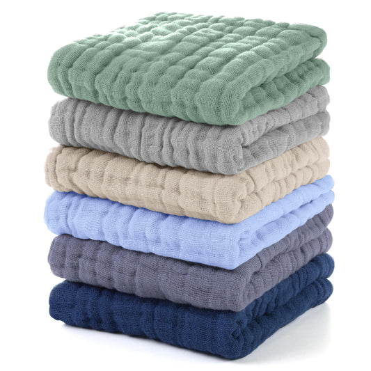 Unnivoll Muslin Burp Cloths Baby 12''X12'',Baby Washcloths 6 Pack, 100% Cotton Baby Wash Cloths Absorbent and Soft for Newborn Infants Kids Boys Girls Multicolor 🍁 All In One Marketplace Canada