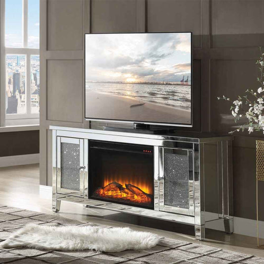 Brilliance Luxury Mirrored TV Stand/Fireplace - Clear