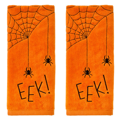 SKL Home Halloween Eek Hand Towel 2 pc Set for Bath/Kitchen/Bar & Gift