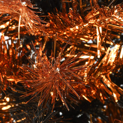National Tree Company Tinsel Tree, Black, Orange, Halloween Collection, 24 in