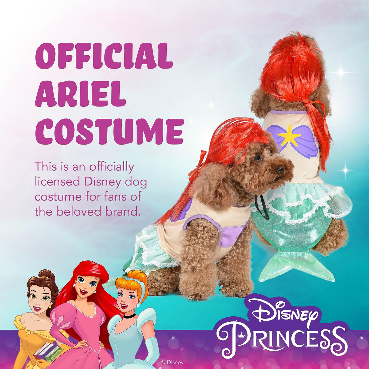 Disney for Pets Halloween Princess Ariel Dog Costume - Officially Licensed Halloween Costumes for Dogs, Size Medium