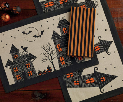 DII 100% Cotton, Spooky Scary Haunted House Halloween Table Runner, 14 by 72-Inch