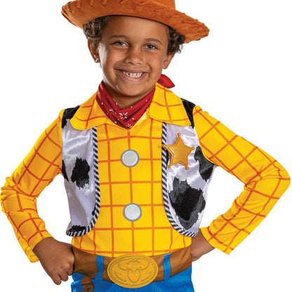 Disney Toy Story Deluxe Woody Costume, Official Boys Halloween Dress Up Outfit, Size (7-8)