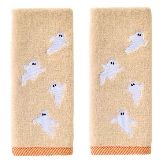 SKL Home Halloween Tossed Ghosts Hand Towel 2 pc Set for Bath/Kitchen/Bar & Gift