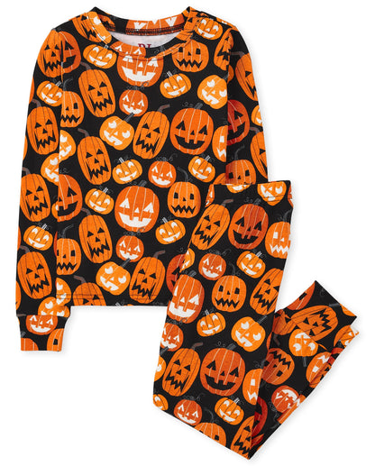 The Children's Place Kids' Family Matching, Halloween Pajama Sets, Cotton, Pumpkin Allover, 2T