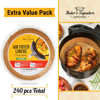 Baker's Signature Disposable 8" Round Air Fryer Parchment Paper Liner, 250 Pcs - Compatible with Up to 5.8 qt Baskets (Package May Vary) 🍁 All In One Marketplace Canada