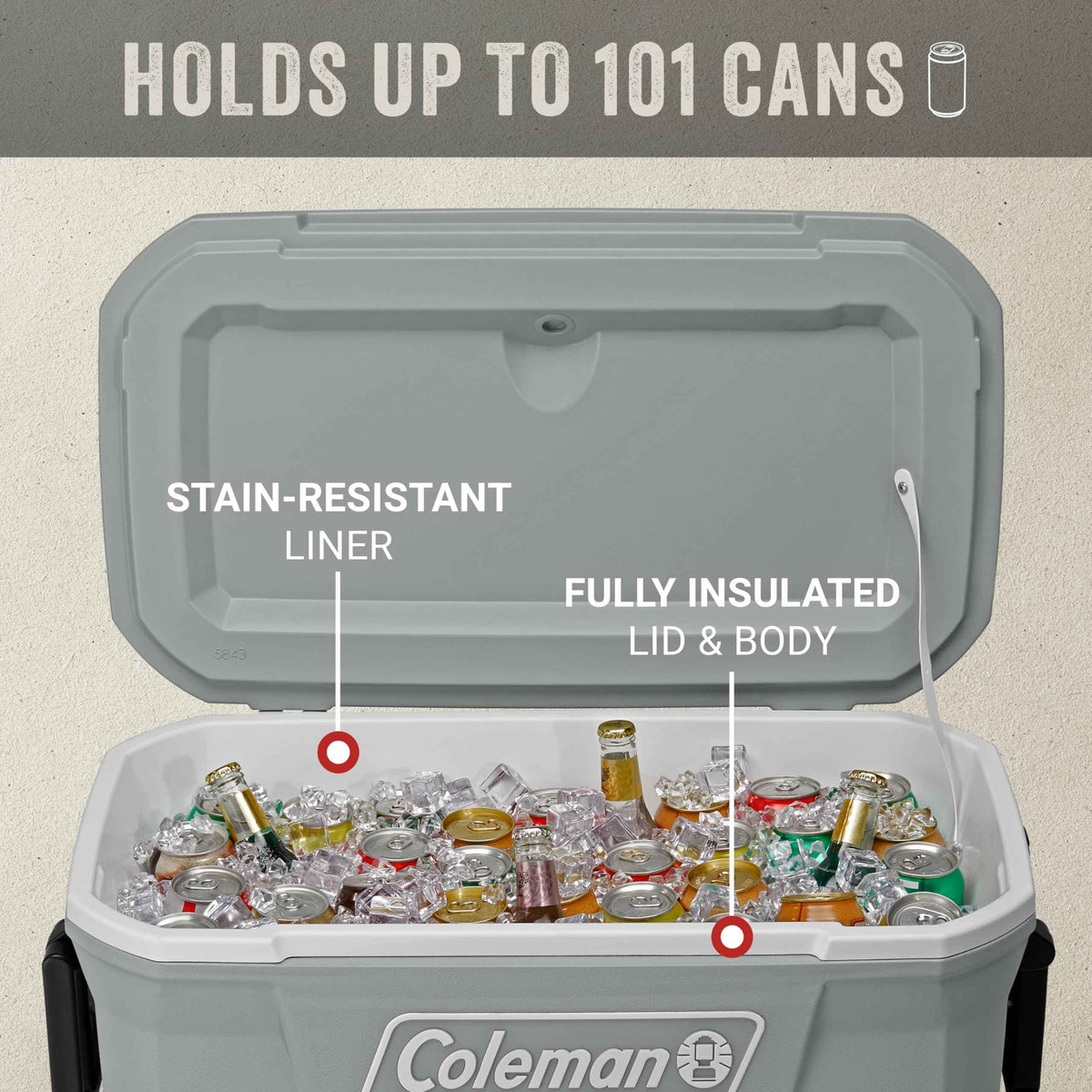 Coleman Classic Series 62-Qt Insulated Portable Cooler w/Heavy Duty Wheels, 58L Leak-Proof Wheeled Cooler w/ 101 Can Capacity, Keeps Ice for up to 5 Days, Great for Beach, Camping, Sports 🍁 All In One Marketplace Canada