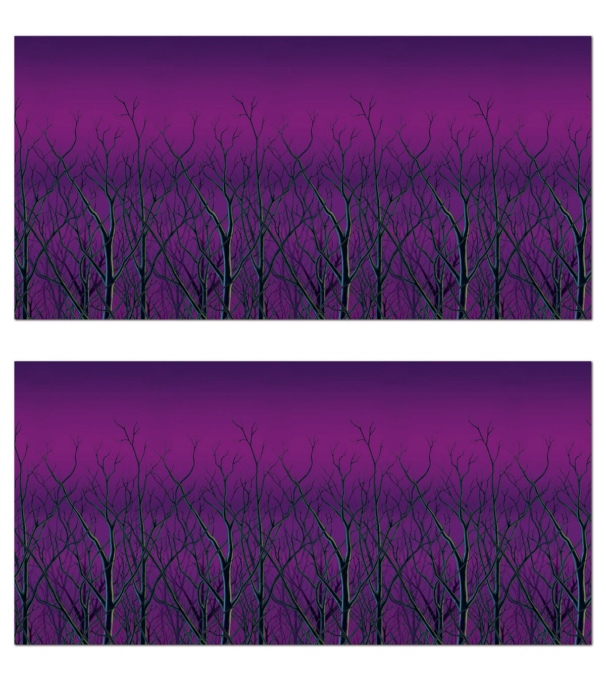 Beistle Spooky Forest Treetops Wall Backdrops, 4' x 30', 2 Pack - Purple Halloween Decoration, Photo Backdrop, Easy to Adhere Wall Covering