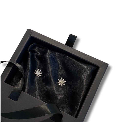 SILVER CANNABIS LEAF EARRING