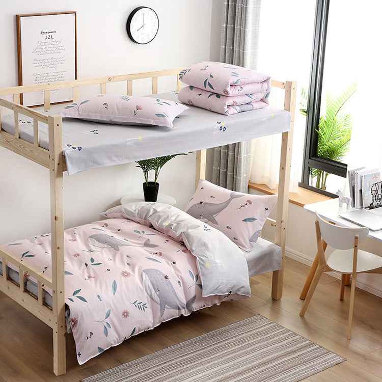 3-Piece Cotton Floral Bedding Set – Reactive Printed Cartoon Duvet Cover & Sheet Set