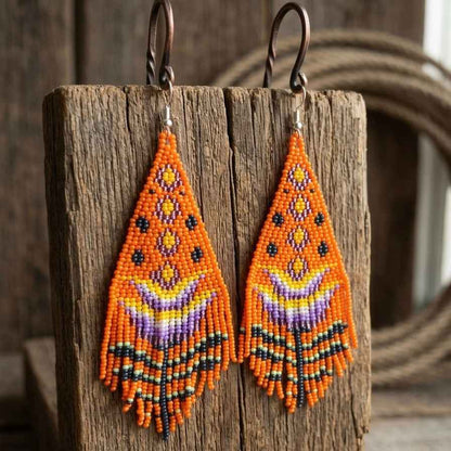 Orange Flame Blossom Drop Earrings
