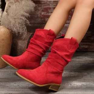 Women's Pointed Toe Suede Boots – Hollow Out PU Ankle Booties with Rubber Sole