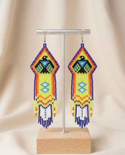 Beaded thunderbird earrings ( Blue )