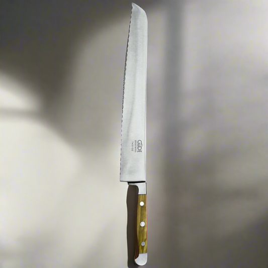 ALPHA OLIVE | Brotmesser Franz Dude 12.5 " Linkshandversion| Geschmiedeter Stahl / Olivenholzgriff