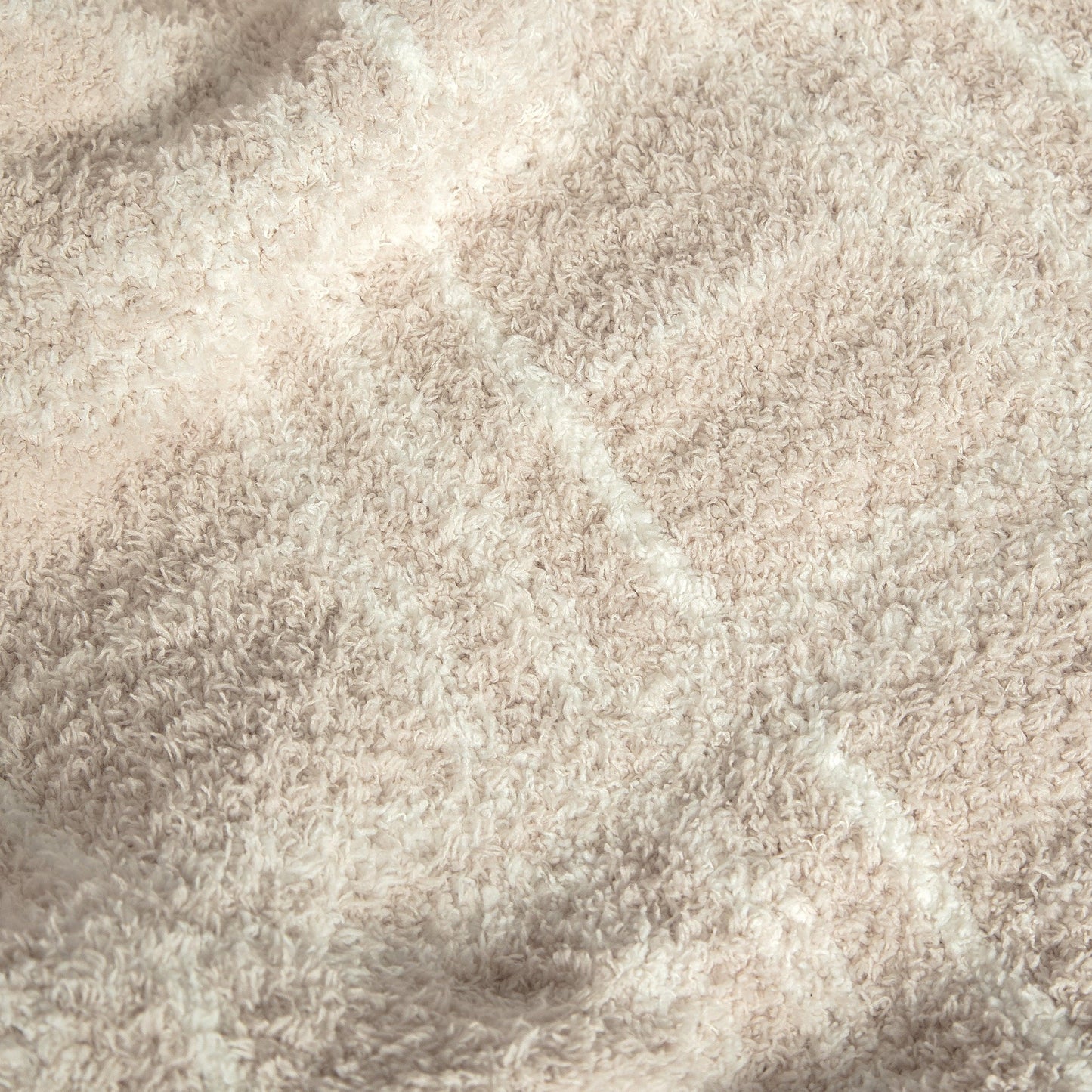 Blushing Beige & White Plaid Print Überwurfdecke
