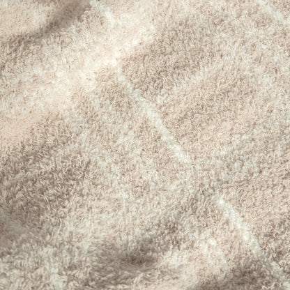 Blushing Beige & White Plaid Print Überwurfdecke